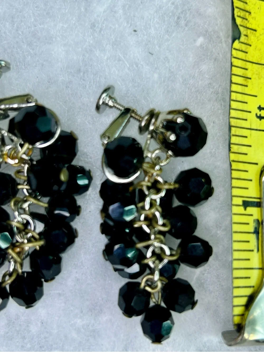 Classic Black Faceted Bead Necklace and Earrings Set